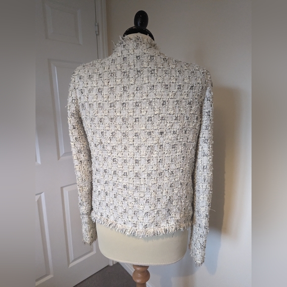 JIGSAW Tweed Boucle Chanel Style Blazer Jacket Beige Cream Size 10 Paris London - Picture 5 of 9